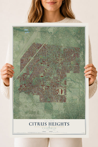 Map of Citrus Heights, California, 18 x 24 inch unframed archival matte print