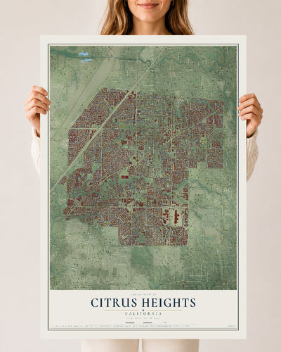Map of Citrus Heights, California, 24 x 36 inch unframed archival matte print