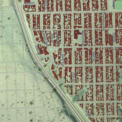 Second close-up of the map of City Heights, California print showing more streets and buildings