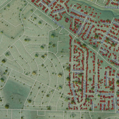 Second close-up of the map of Clayton, California print showing more streets and buildings