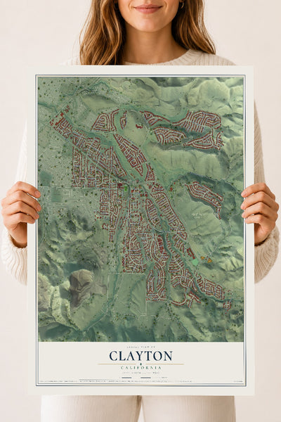 Map of Clayton, California, 18 x 24 inch unframed archival matte print