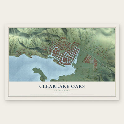 Clearlake Oaks, California map print, the full design