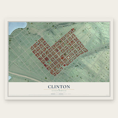 Clinton, California map print, the full design
