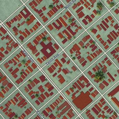 Close-up of the map of Clinton, California print showing street and building detail