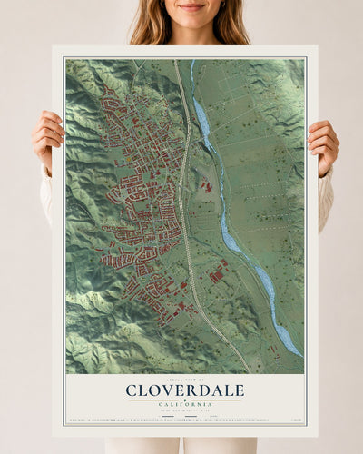 Map of Cloverdale, California, 24 x 36 inch unframed archival matte print