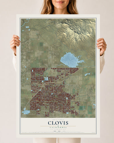 Map of Clovis, California, 24 x 36 inch unframed archival matte print