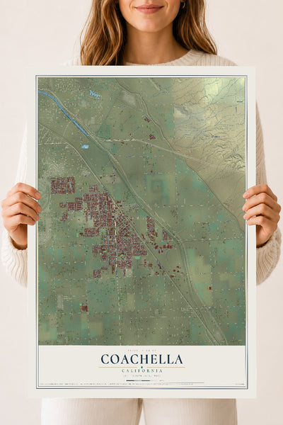Map of Coachella, California, 18 x 24 inch unframed archival matte print