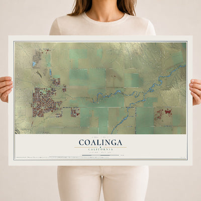 Map of Coalinga, California, 18 x 24 inch unframed archival matte print