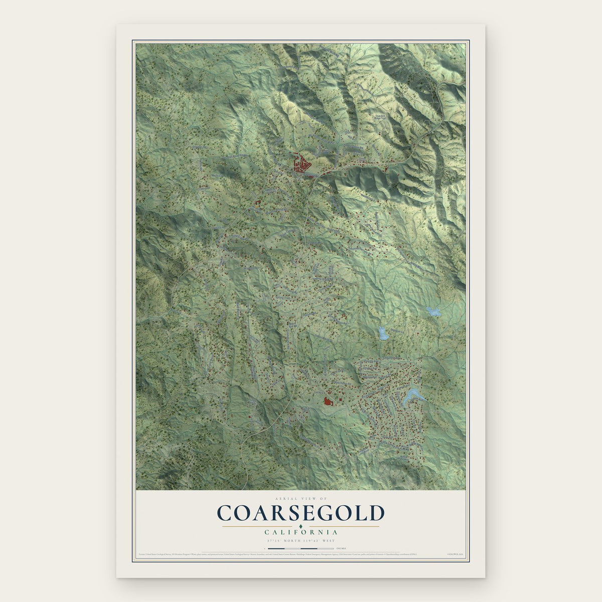 Coarsegold, California map print, the full design