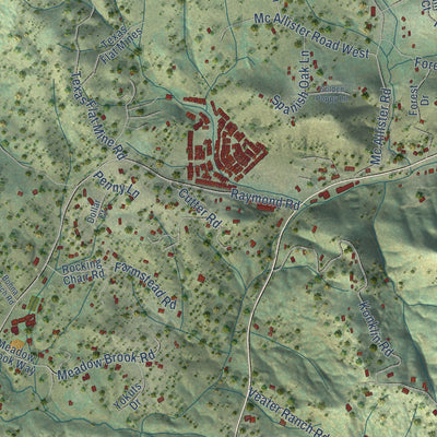 Close-up of the map of Coarsegold, California print showing street and building detail