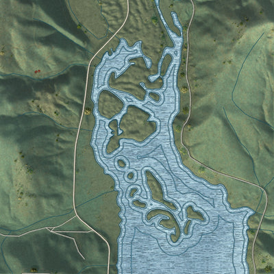Close-up of the map of Coffee Creek, California print showing street and building detail