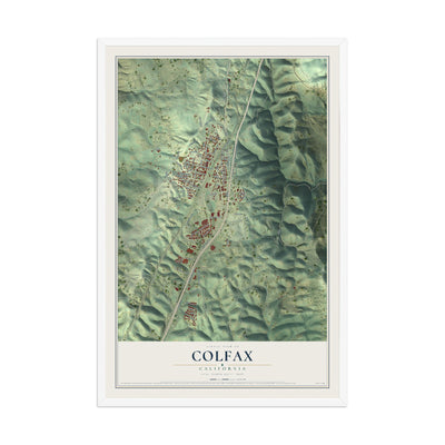 Map of Colfax, California, 12 x 18 inch print in a white wood frame