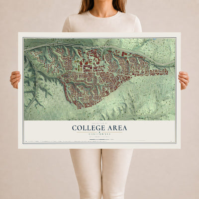 Map of College Area, California, 24 x 36 inch unframed archival matte print