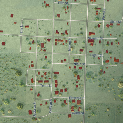 Close-up of the map of College City, California print showing street and building detail