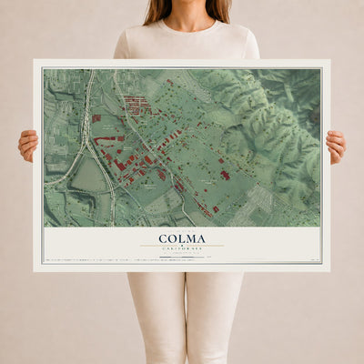Map of Colma, California, 24 x 36 inch unframed archival matte print