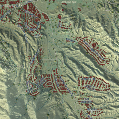 Second close-up of the map of Colton, California print showing more streets and buildings