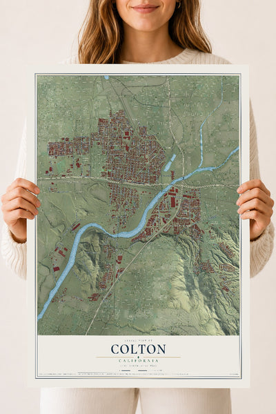 Map of Colton, California, 18 x 24 inch unframed archival matte print