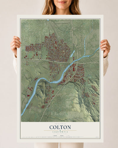 Map of Colton, California, 24 x 36 inch unframed archival matte print