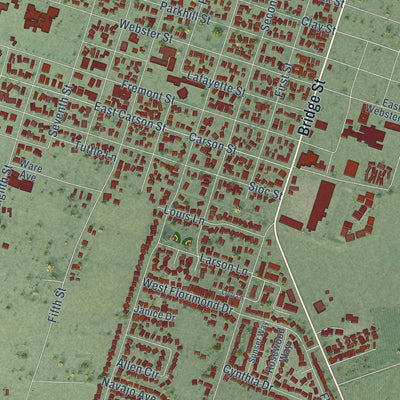 Close-up of the map of Colusa, California print showing street and building detail