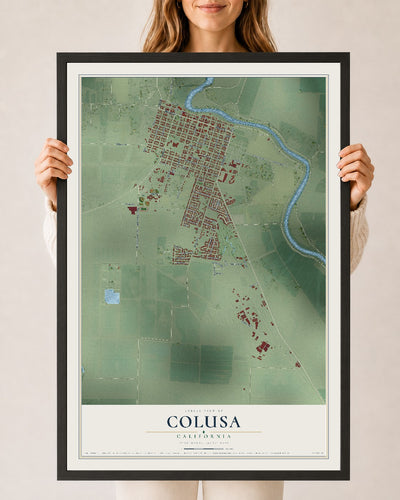 Map of Colusa, California, 24 x 36 inch print in a black wood frame
