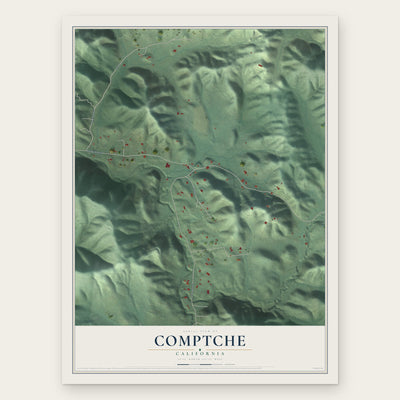 Comptche, California map print, the full design