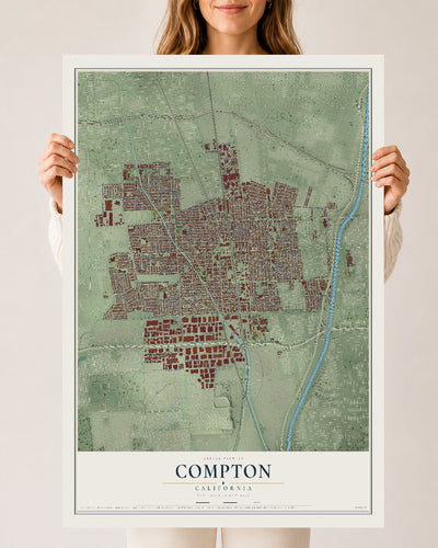 Map of Compton, California, 24 x 36 inch unframed archival matte print