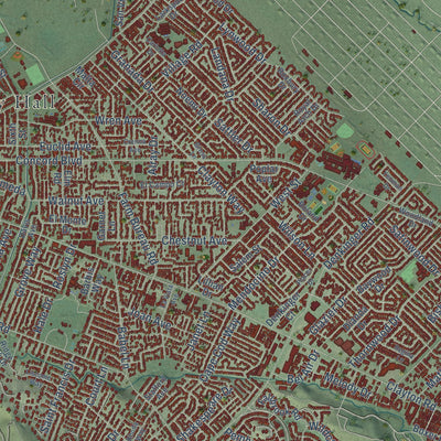 Close-up of the map of Concord, California print showing street and building detail