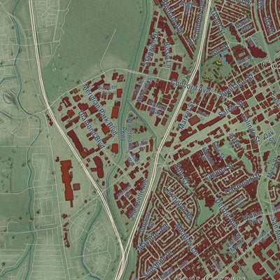 Second close-up of the map of Concord, California print showing more streets and buildings