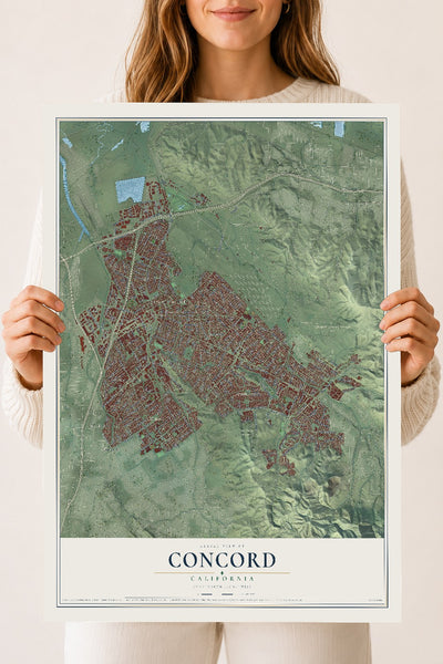 Map of Concord, California, 18 x 24 inch unframed archival matte print