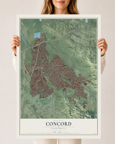 Map of Concord, California, 24 x 36 inch unframed archival matte print