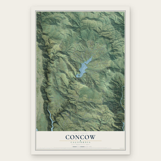 Concow, California map print, the full design