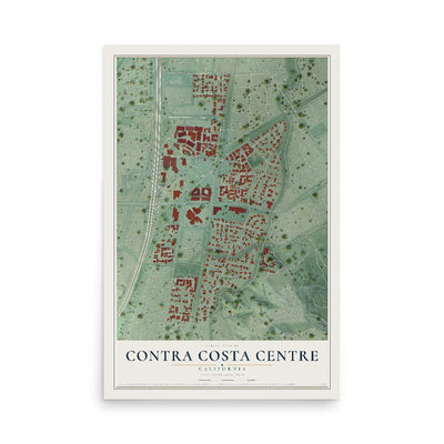 Map of Contra Costa Centre, California, 12 x 18 inch unframed archival matte print