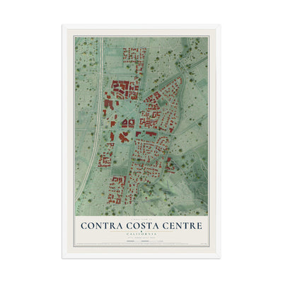 Map of Contra Costa Centre, California, 12 x 18 inch print in a white wood frame