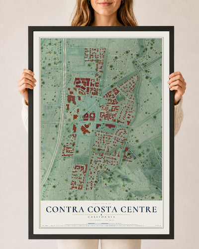 Map of Contra Costa Centre, California, 24 x 36 inch print in a black wood frame