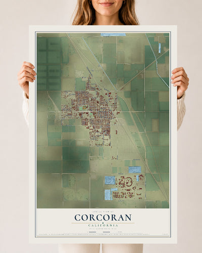 Map of Corcoran, California, 24 x 36 inch unframed archival matte print
