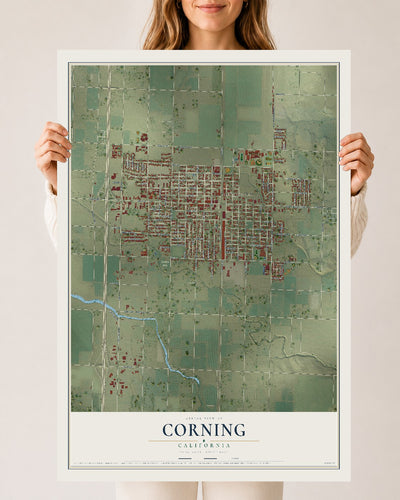 Map of Corning, California, 24 x 36 inch unframed archival matte print