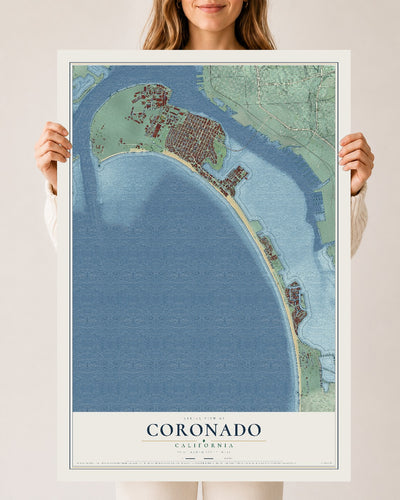 Map of Coronado, California, 24 x 36 inch unframed archival matte print