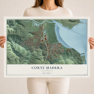 Map of Corte Madera, California, 18 x 24 inch unframed archival matte print