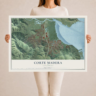 Map of Corte Madera, California, 24 x 36 inch unframed archival matte print