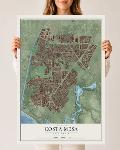 Map of Costa Mesa, California, 24 x 36 inch unframed archival matte print