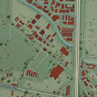 Second close-up of the map of Cotati, California print showing more streets and buildings