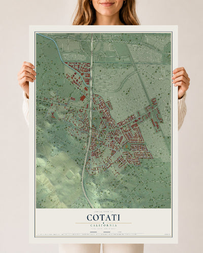 Map of Cotati, California, 24 x 36 inch unframed archival matte print