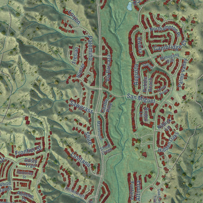 Close-up of the map of Coto de Caza, California print showing street and building detail