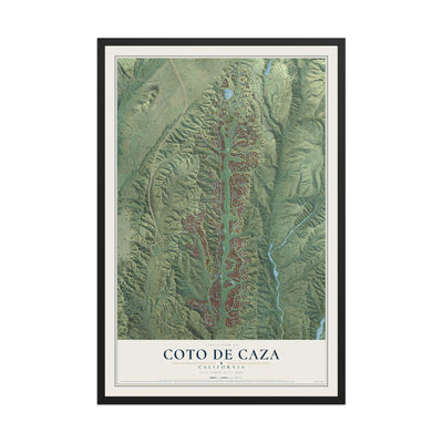 Map of Coto de Caza, California, 12 x 18 inch print in a black wood frame
