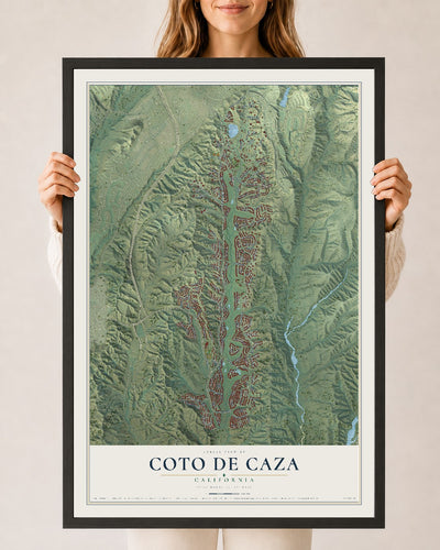 Map of Coto de Caza, California, 24 x 36 inch print in a black wood frame