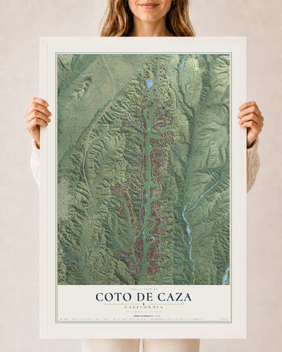 Map of Coto de Caza, California, 24 x 36 inch print in a white wood frame