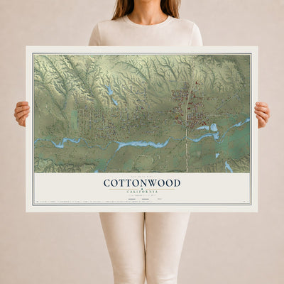 Map of Cottonwood, California, 24 x 36 inch unframed archival matte print