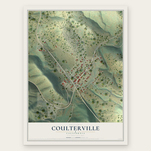 Coulterville, California map print, the full design