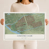 Map of Country Club, California, 12 x 18 inch unframed archival matte print
