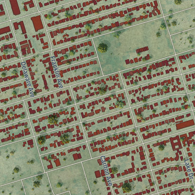 Second close-up of the map of Country Club, California print showing more streets and buildings